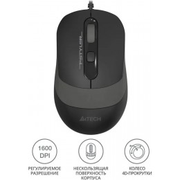 Мышь A4Tech Fstyler FM10S черный/серый оптическая 1600dpi silent USB 3but (FM10S USB GREY)
