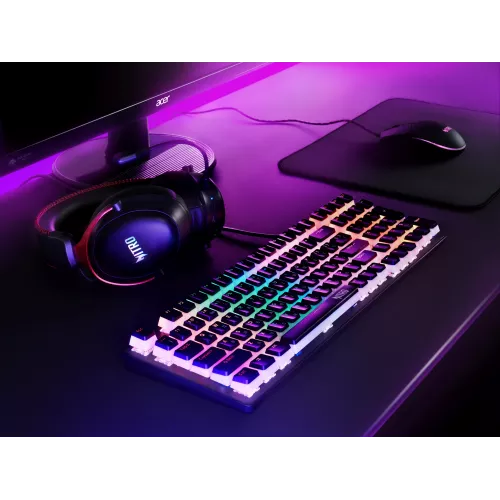 Клавиатура Acer OKW303 механическая черный/серый USB for gamer LED (ZL.KBDCC.01D) кабель 1.8м