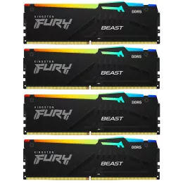 Память DDR5 4x32GB 5600MHz Kingston KF556C40BBAK4-128 Fury Beast Black RGB RTL Gaming PC5-44800 CL40 DIMM 288-pin 1.25В dual rank с радиатором Ret