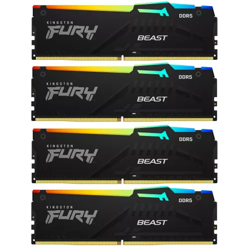Память DDR5 4x32GB 5600MHz Kingston KF556C40BBAK4-128 Fury Beast Black RGB RTL Gaming PC5-44800 CL40 DIMM 288-pin 1.25В dual rank с радиатором Ret