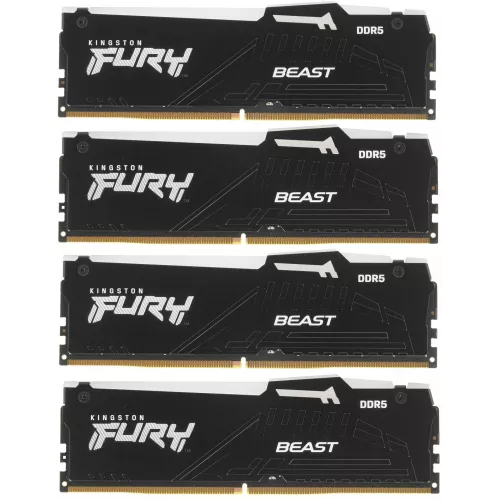 Память DDR5 4x32GB 5600MHz Kingston KF556C40BBAK4-128 Fury Beast Black RGB RTL Gaming PC5-44800 CL40 DIMM 288-pin 1.25В dual rank с радиатором Ret