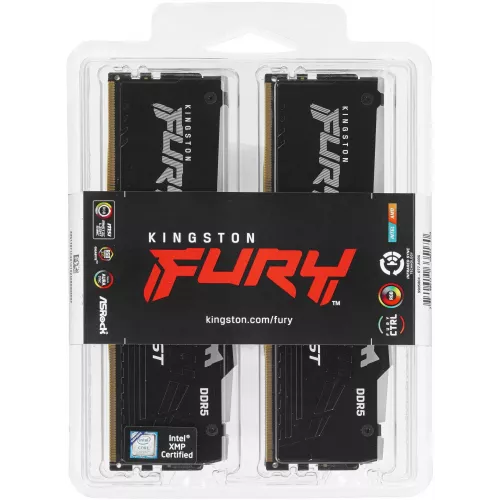 Память DDR5 4x32GB 5600MHz Kingston KF556C40BBAK4-128 Fury Beast Black RGB RTL Gaming PC5-44800 CL40 DIMM 288-pin 1.25В dual rank с радиатором Ret