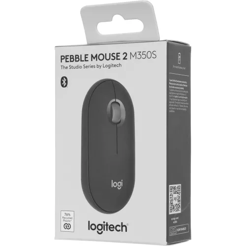 Мышь Logitech Pebble 2 M350S графитовый оптическая 4000dpi silent беспров. BT для ноутбука 2but (910-006988)