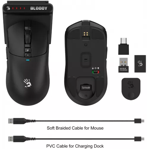 Мышь A4Tech Bloody R72 Ultra Duo черный оптическая 20000dpi беспров. USB/USB-C 7but