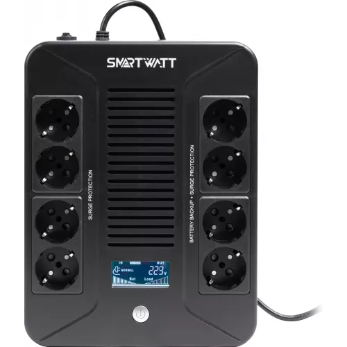 Источник бесперебойного питания Smartwatt Safe Pro LCD 600Вт 1000ВА черный