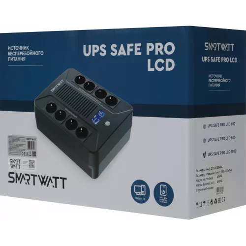 Источник бесперебойного питания Smartwatt Safe Pro LCD 600Вт 1000ВА черный