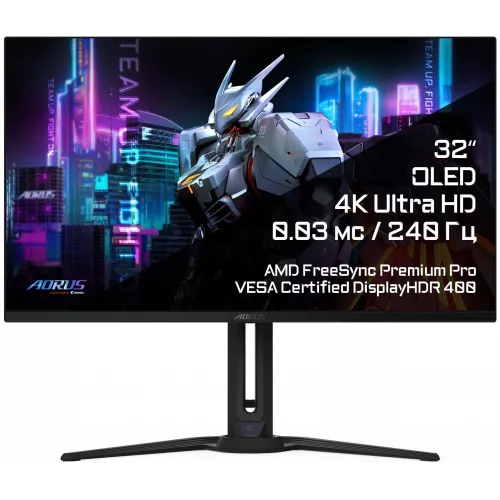 Монитор Gigabyte 31.5" Aorus FO32U2 черный QD OLED LED 16:9 HDMI M/M матовая HAS Piv 250cd 178гр/178гр 3840x2160 240Hz DP 4K USB 8.53кг