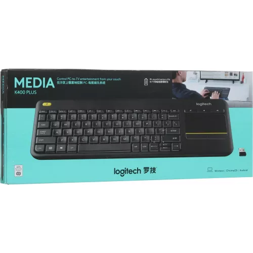 Клавиатура Logitech K400 Plus черный USB беспроводная Multimedia (920-007173)