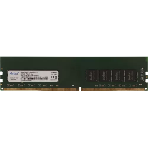 Память DDR4 32GB 3200MHz Netac NTBSD4P32SP-32J Basic RTL PC4-25600 CL22 DIMM 288-pin 1.2В single rank Ret