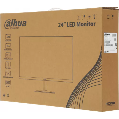 Монитор Dahua 23.8" DHI-LM24-A201Y черный IPS LED 5ms 16:9 HDMI матовая 1200:1 250cd 178гр/178гр 1920x1080 75Hz VGA FHD 2.79кг