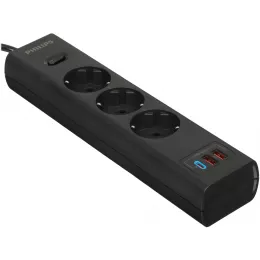 Сетевой фильтр Philips CHP4336BA/51 2м (3 розетки) черный (коробка)