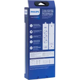 Сетевой фильтр Philips CHP4336BA/51 2м (3 розетки) черный (коробка)