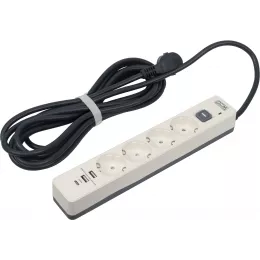 Сетевой фильтр Powercom SP-01 USB2A1CW 3,0М 3.0м (4 розетки) белый/серый (коробка)