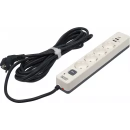 Сетевой фильтр Powercom SP-01 USB2A1CW 3,0М 3.0м (4 розетки) белый/серый (коробка)