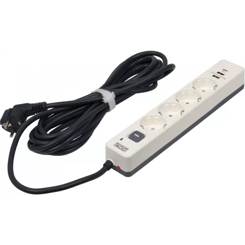 Сетевой фильтр Powercom SP-01 USB2A1CW 3,0М 3.0м (4 розетки) белый/серый (коробка)