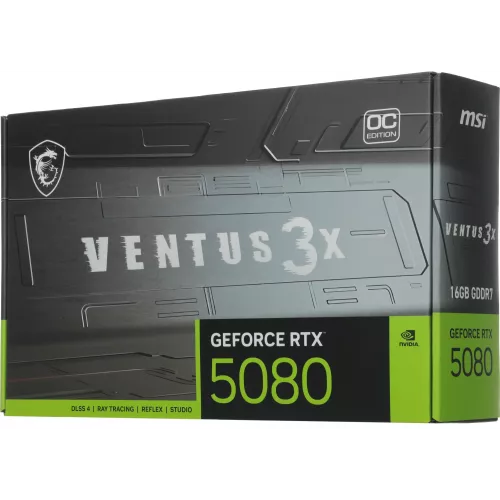Видеокарта MSI PCI-E 5.0 RTX 5080 16G VENTUS 3X OC NVIDIA GeForce RTX 5080 16Gb 256bit GDDR7 2640/30000 HDMIx1 DPx3 HDCP Ret