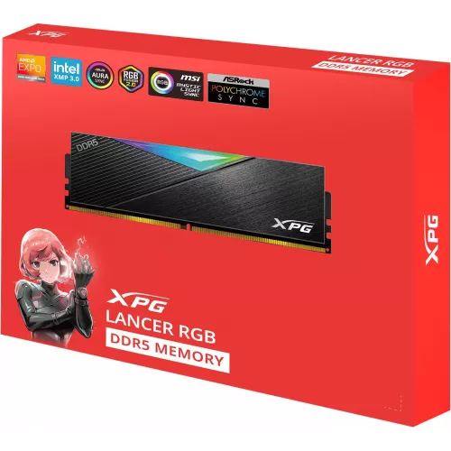 Память DDR5 2x16GB 8000MHz A-Data AX5U8000C3816G-DCLARBK XPG Lancer RGB RTL Gaming PC5-64000 CL38 DIMM 288-pin 1.45В kit dual rank с радиатором Ret