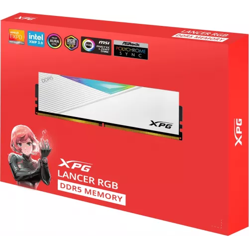 Память DDR5 2x16GB 6000MHz A-Data AX5U6000C3016G-DCLARWH XPG Lancer RGB RTL Gaming PC5-48000 CL30 DIMM 288-pin 1.35В kit single rank с радиатором Ret