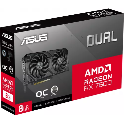 Видеокарта Asus PCI-E 4.0 DUAL-RX7600-O8G-EVO AMD Radeon RX 7600 8Gb 128bit GDDR6 2280/18000 HDMIx1 DPx3 HDCP Ret