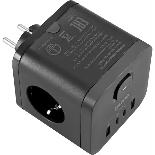 Сетевой разветвитель Buro BU-PW3UC-Plus-B (3 розетки) черный (коробка)