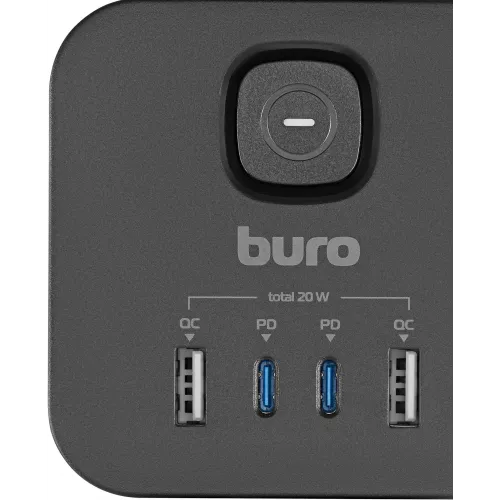 Сетевой разветвитель Buro BU-PW3UC-Plus-B (3 розетки) черный (коробка)
