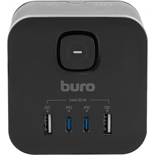 Сетевой разветвитель Buro BU-PW3UC-Plus-B (3 розетки) черный (коробка)