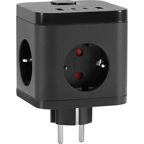 Сетевой разветвитель Buro BU-PW3UC-Plus-B (3 розетки) черный (коробка)