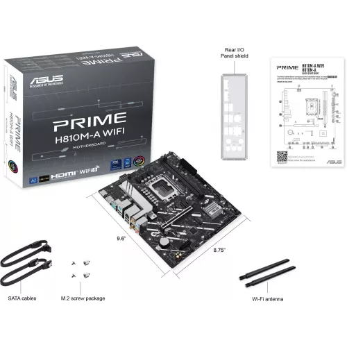 Материнская плата Asus PRIME H810M-A WIFI Soc-1851 Intel H810 2xDDR5 mATX AC`97 8ch(7.1) GbLAN RAID+HDMI+DP