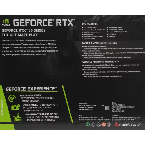 Видеокарта Biostar PCI-E 4.0 VN3606RML9 NVIDIA GeForce RTX 3060 12Gb 192bit GDDR6 1320/15000 HDMIx1 DPx3 HDCP Ret