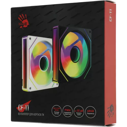 Вентилятор для корпуса Bloody CF-11 LCD ARGB 120х120x25 черный 4-pin 32дБ (упак.:1шт) (CF-11-ARGB120-BK) Ret