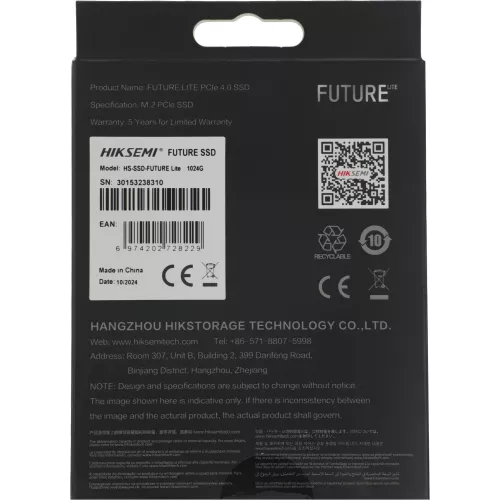 Накопитель SSD Hikvision PCIe 4.0 x4 1TB HS-SSD-FUTURE LITE 1024G M.2 2280