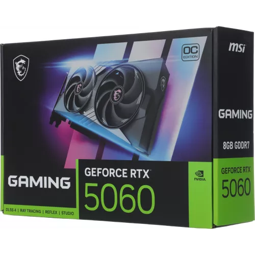 Видеокарта MSI PCI-E 5.0 RTX 5060 8G GAMING OC NVIDIA GeForce RTX 5060 8Gb 128bit GDDR7 2640/28000 HDMIx1 DPx3 HDCP Ret