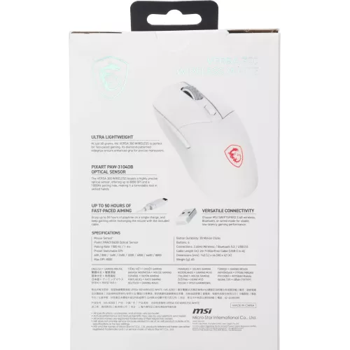 Мышь MSI VERSA 300 W MS-8ZBD белый оптическая 8000dpi беспров. BT/Radio USB 5but (S12-4301440-CLA)
