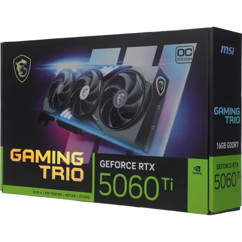 Видеокарта MSI PCI-E 5.0 RTX 5060 TI 16G GAMING TRIO OC NVIDIA GeForce RTX 5060TI 16Gb 128bit GDDR7 2647/28000 HDMIx1 DPx3 HDCP Ret