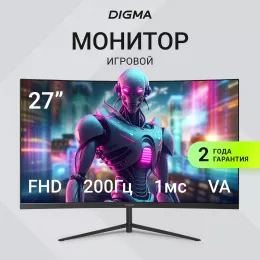 Монитор Digma 27" Overdrive 27A511F черный VA LED 1ms 16:9 HDMI матовая 250cd 178гр/178гр 1920x1080 200Hz FreeSync DP FHD 4.3кг
