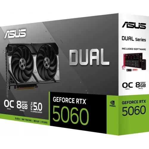 Видеокарта Asus PCI-E 5.0 DUAL-RTX5060-O8G NVIDIA GeForce RTX 5060 8Gb 128bit GDDR7 2535/28000 HDMIx1 DPx3 HDCP Ret
