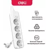 Сетевой фильтр Deli ET434 1.8м (4 розетки) белый (пакет ПЭ)