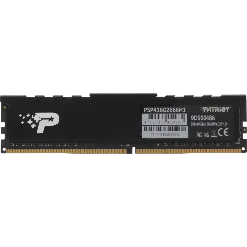 Память DDR4 16GB 2666MHz Patriot PSP416G2666H1 Signature Premium RTL PC4-21300 CL19 DIMM 288-pin 1.2В dual rank с радиатором Ret