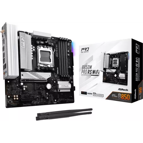Материнская плата Asrock B850M PRO RS WIFI Socket AM5 AMD B850 4xDDR5 mATX AC`97 8ch(7.1) 2.5Gg RAID+HDMI+DP