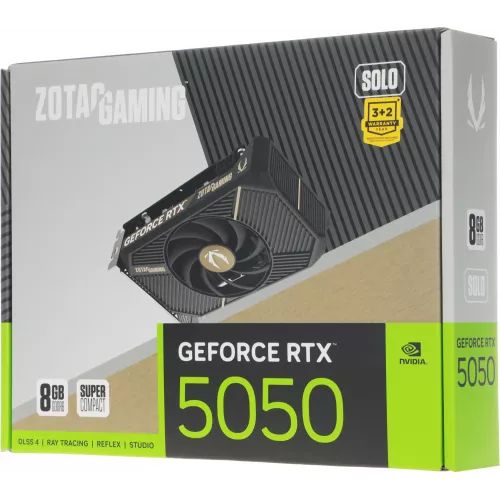 Видеокарта Zotac PCI-E 5.0 RTX 5050 SOLO 8GB NVIDIA GeForce RTX 5050 8Gb 128bit GDDR6 2572/20000 HDMIx1 DPx3 HDCP Ret