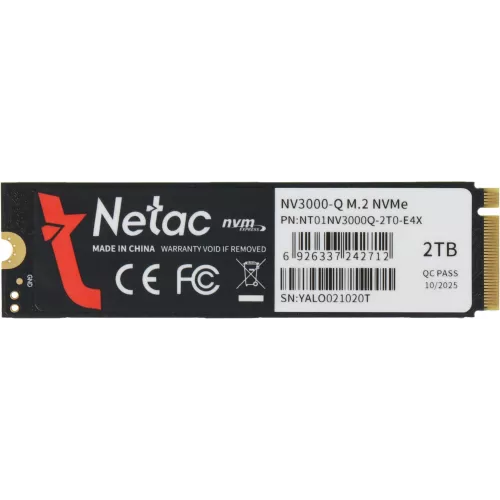Накопитель SSD Netac PCIe 3.0 x4 2TB NT01NV3000Q-2T0-E4X M.2 2280