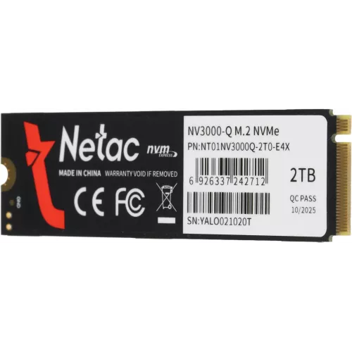 Накопитель SSD Netac PCIe 3.0 x4 2TB NT01NV3000Q-2T0-E4X M.2 2280