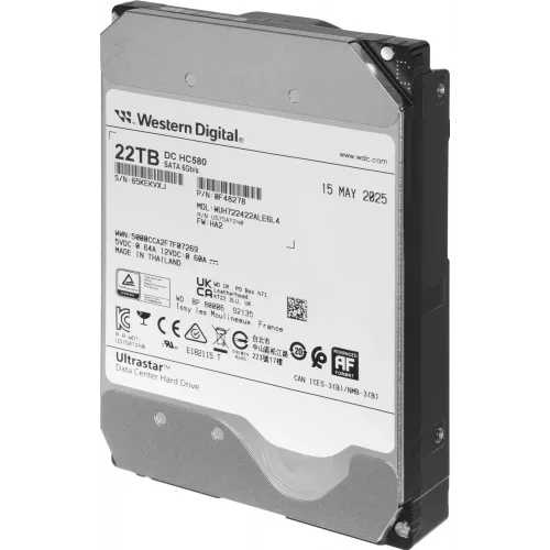 Жесткий диск WD SATA-III 22TB 0F48278/0F62785 WUH722422ALE6L4 Server Ultrastar DC HC580 (7200rpm) 512Mb 3.5"