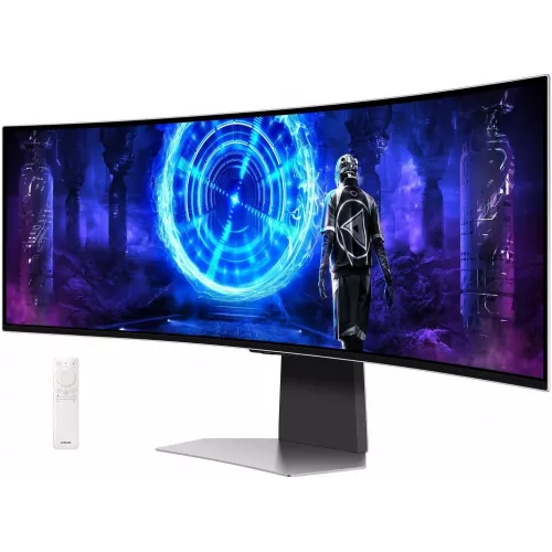 Монитор Samsung 49" Odyssey OLED G9 S49DG952SMXUE серебристый OLED LED 32:9 HDMI M/M матовая HAS 1000000:1 250cd 178гр/178гр 5120x1440 240Hz FreeSync Premium Pro DP USB 12.6кг