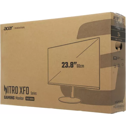 Монитор Acer 23.8" Nitro XF240YW5bmiiphx черный IPS LED 1ms 16:9 HDMI M/M матовая HAS Piv 250cd 178гр/178гр 1920x1080 240Hz FreeSync Premium DP FHD 3.86кг