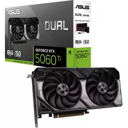 Видеокарта Asus PCI-E 5.0 DUAL-RTX5060TI-8G NVIDIA GeForce RTX 5060TI 8Gb 128bit GDDR7 2572/28000 HDMIx1 DPx3 HDCP Ret