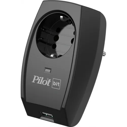 Сетевой фильтр Pilot Bit (USB) (1 розетка) черный (коробка)
