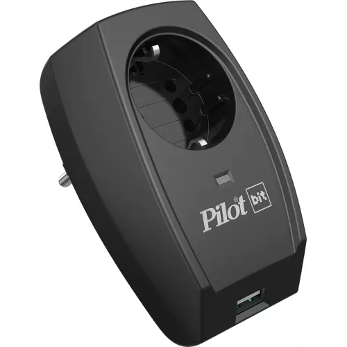 Сетевой фильтр Pilot Bit (USB) (1 розетка) черный (коробка)
