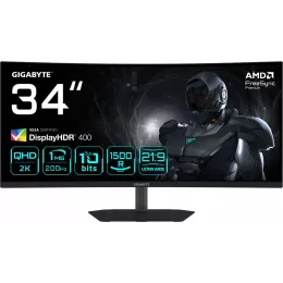 Монитор Gigabyte 34" G34WQC2 EK черный VA LED 21:9 HDMI M/M матовая HAS Piv 4000:1 450cd 178гр/178гр 3440x1440 200Hz FreeSync Premium DP 4K 7.36кг