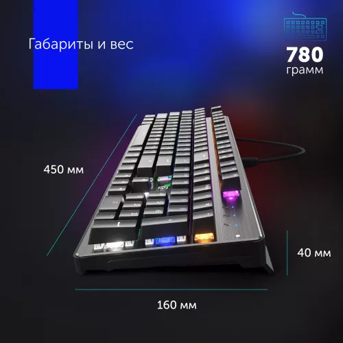 Клавиатура Оклик 970G Dark Knight механическая черный/серебристый USB for gamer LED (499578) кабель 1.5м